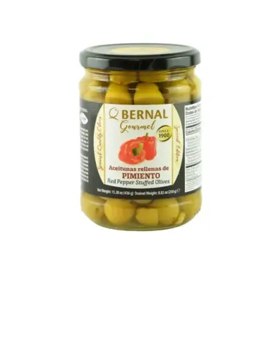 Gourmet Red Pepper Stuffed Olives 225g Jar